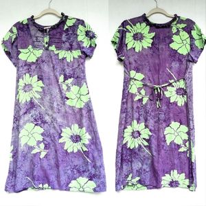 SUNAN purple tie-dye Hawaiian floral sundress
